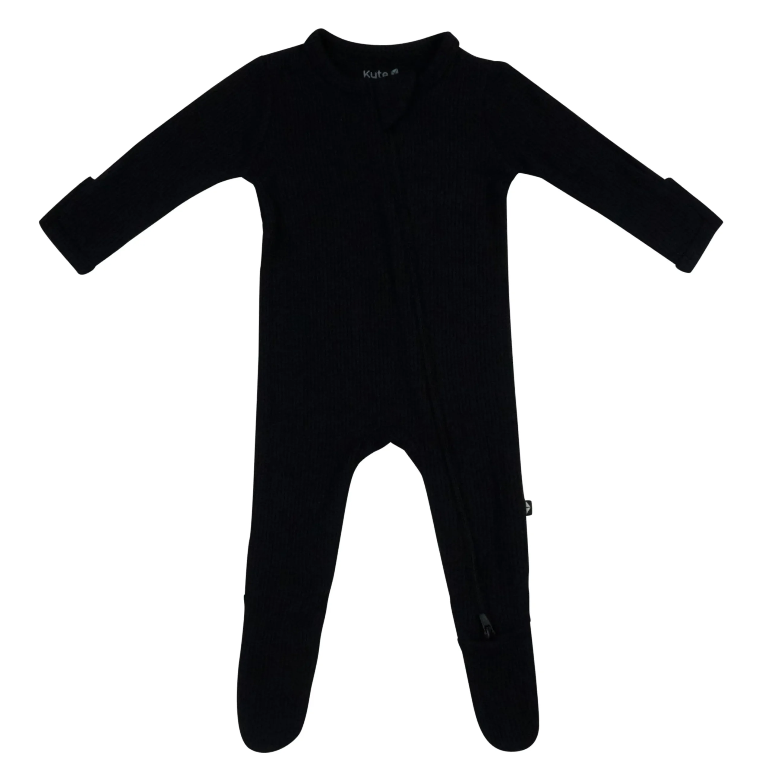 Ribbed Zipper Footie in Midnight