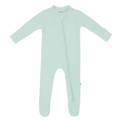 Ribbed Zipper Footie in Sage