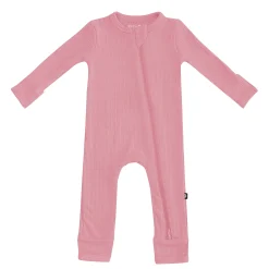 Ribbed Zipper Romper in Apple Blossom