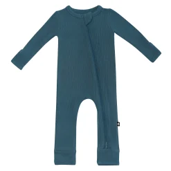Ribbed Zipper Romper in Atlantic