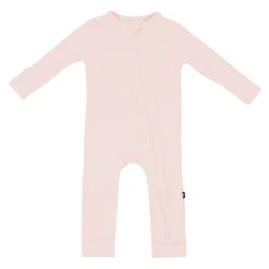 Ribbed Zipper Romper in Blush