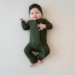 Ribbed Zipper Romper in Fir