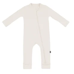 Ribbed Zipper Romper in Oat