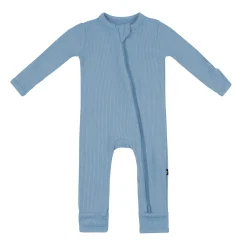 Ribbed Zipper Romper in Slate