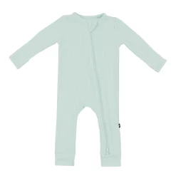 Ribbed Zipper Romper in Sage