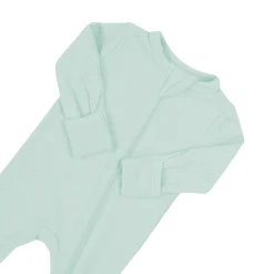 Ribbed Zipper Romper in Sage