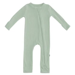 Ribbed Zipper Romper in Thyme