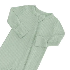 Ribbed Zipper Romper in Thyme