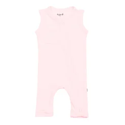 Ribbed Zippered Sleeveless Romper in Sakura