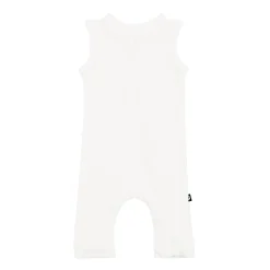 Ribbed Zippered Sleeveless Romper in Cloud