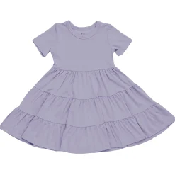 Short Sleeve Tiered Dress in Taro