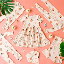 Short Sleeve Tiered Dress in Peach