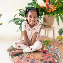 Short Sleeve with Pants Pajamas in Peach