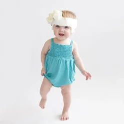 Smocked Bubble Romper in Makai