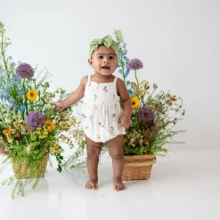Smocked Bubble Romper in Wildflower