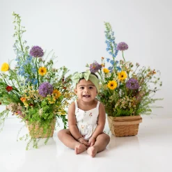 Smocked Bubble Romper in Wildflower