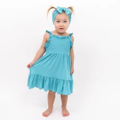 Smocked Dress in Makai