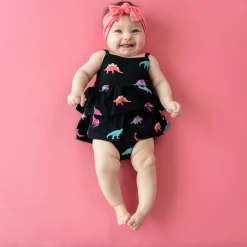 Spaghetti Strap Ruffle Romper in Midnight Roar