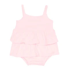 Spaghetti Strap Ruffle Romper in Sakura