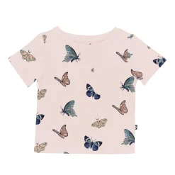 Toddler Crew Neck Tee in Blush Butterfly