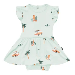 Twirl Bodysuit Dress in Dew Surf