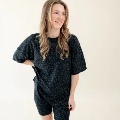 Women’s Biker Short Set in Midnight Leopard