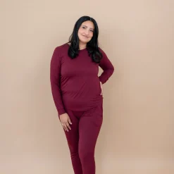 Women's Jogger Pajama Set in Burgundy