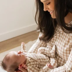 Women's Jogger Pajama Set in Gingham Bisque