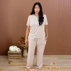 Women's Lounge Pants in Gingham Bisque