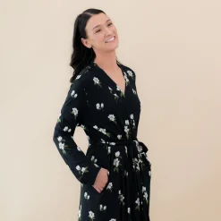 Women’s Lounge Robe in Big Midnight Magnolia