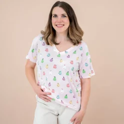 Women's Relaxed Fit V-Neck in Pastel Ghost