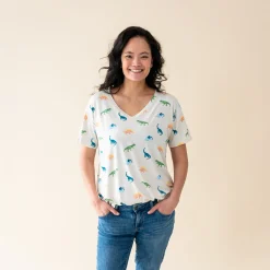 Women’s Relaxed Fit V-Neck in Ecru Roar