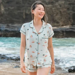 Women's Short Sleeve Pajama Set in Dew Surf