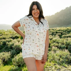 Women's Short Sleeve Pajama Set in Road Trip