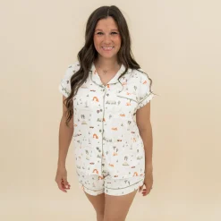 Women's Short Sleeve Pajama Set in Road Trip
