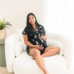 Women’s Short Sleeve Pajama Set in Big Midnight Magnolia