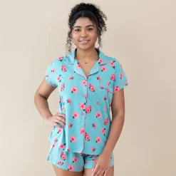 Women’s Short Sleeve Pajama Set in Hibiscus