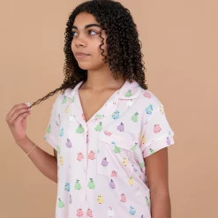 Women's Short Sleeve Pajama Set in Pastel Ghost