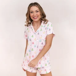 Women's Short Sleeve Pajama Set in Pastel Ghost