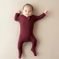 Zippered Footie in Burgundy