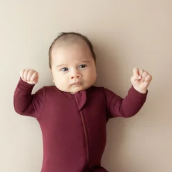 Zippered Footie in Burgundy
