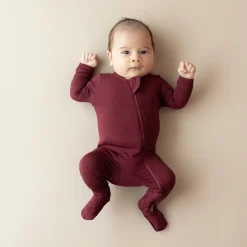 Zippered Footie in Burgundy