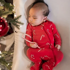 Zippered Footie in Candy Cane