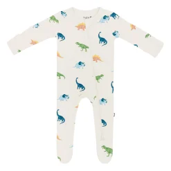 Zippered Footie in Ecru Roar