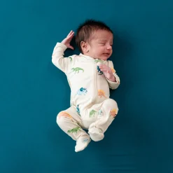 Zippered Footie in Ecru Roar