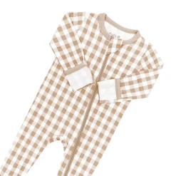 Zippered Footie in Gingham Bisque