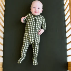 Zippered Footie in Gingham Fir