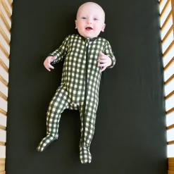 Zippered Footie in Gingham Fir