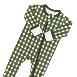 Zippered Footie in Gingham Fir