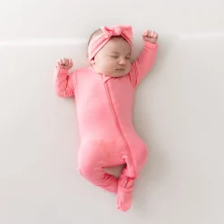 Zippered Footie in Guava